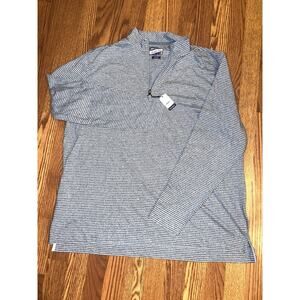 Johnnie-O Laguna Blue Harvell Slub Stripe 1/4 Zip Pullover Sweater Size XXL NWT